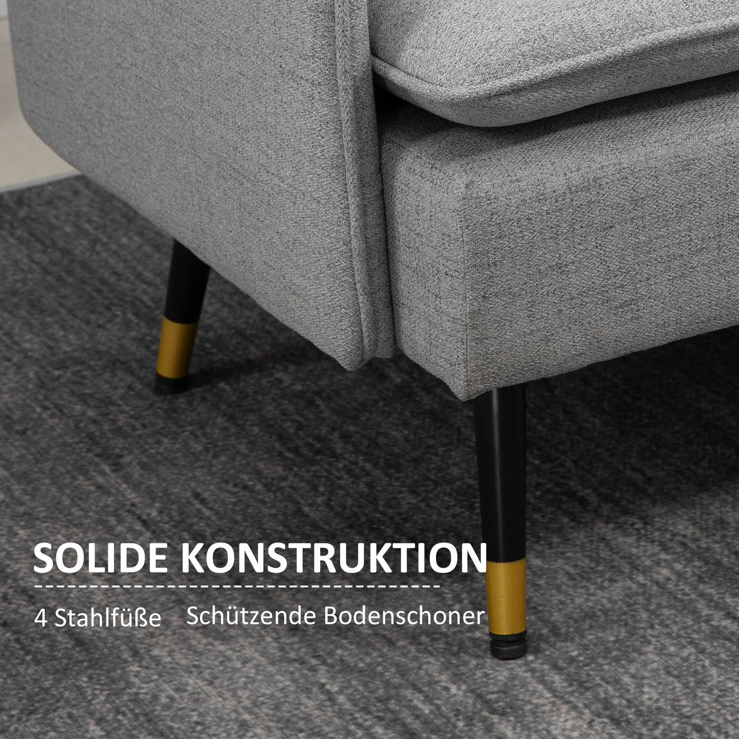 Tweezitsbank, grijs, met kussens, linnenlook