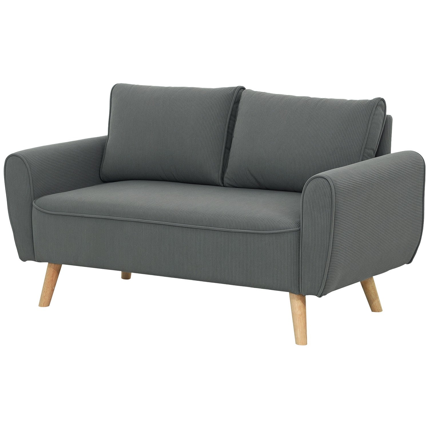 2-Sitzer-Cordsofa, extra tief und gepolstert, dunkelgrau