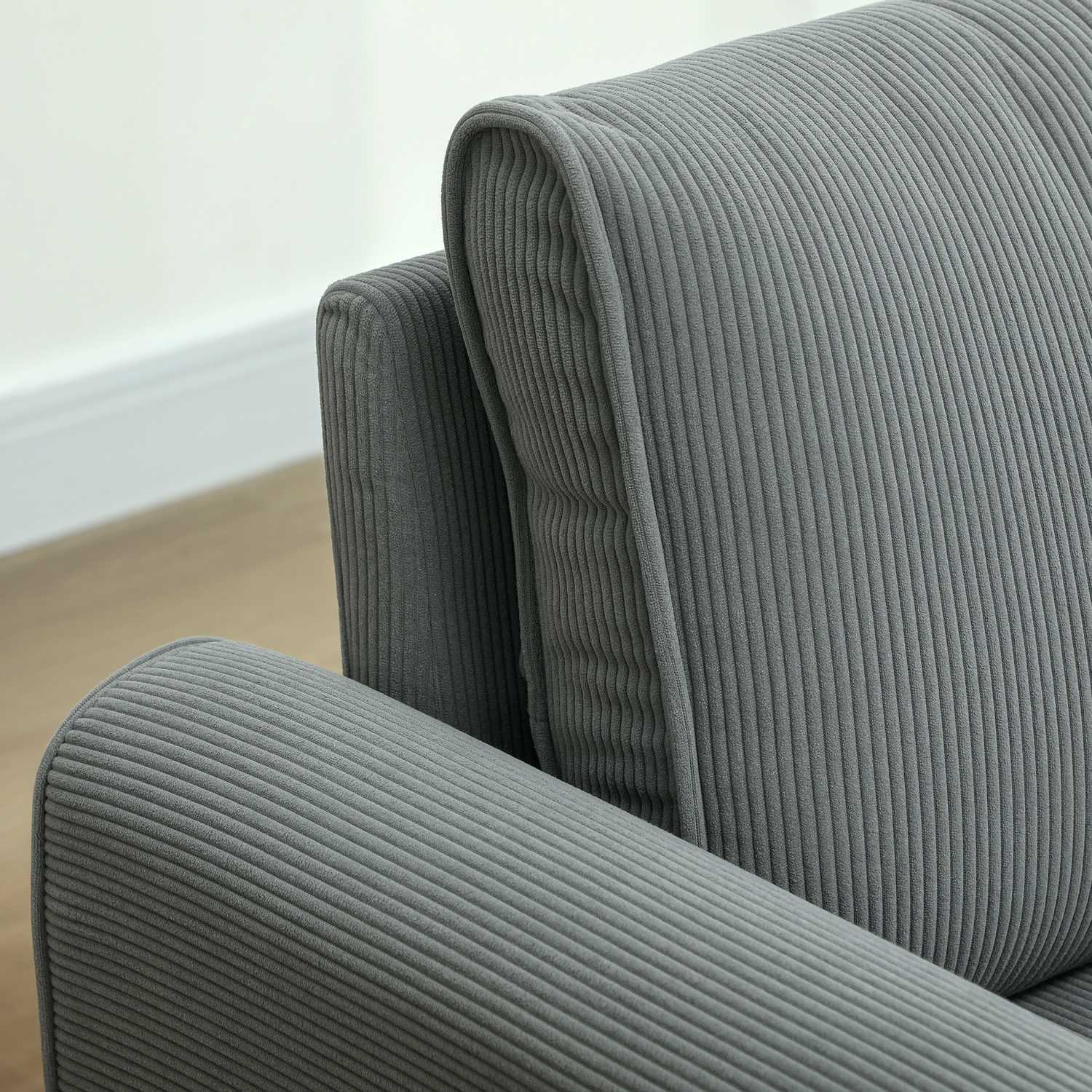 2-Sitzer-Cordsofa, extra tief und gepolstert, dunkelgrau