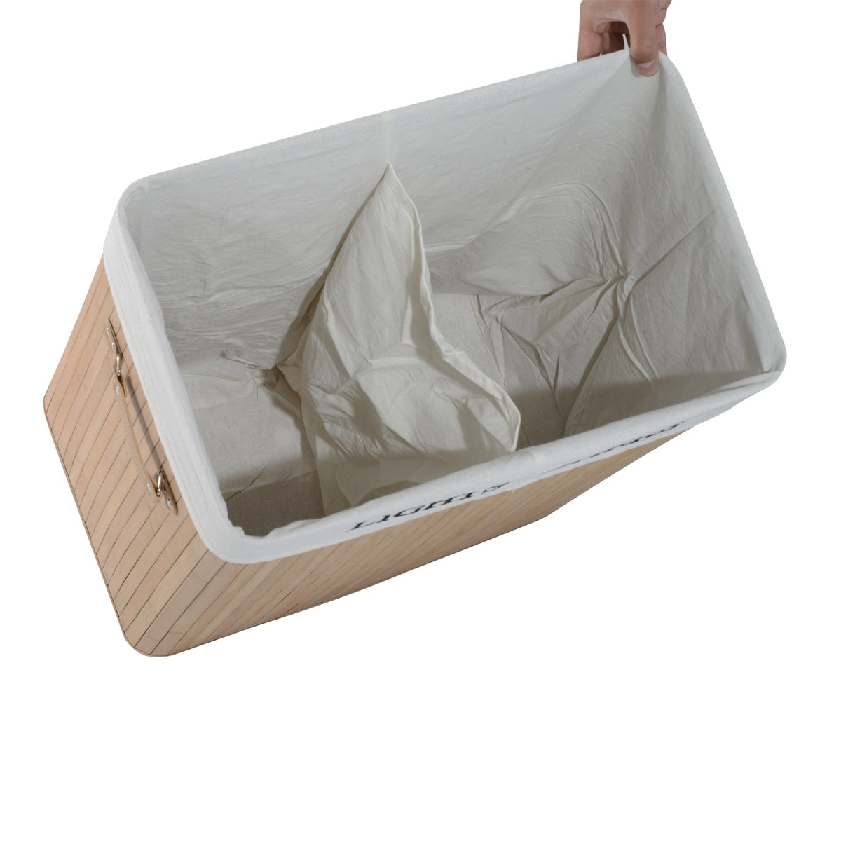 Wasmand met deksel, bamboeframewerk, inhoud 100L