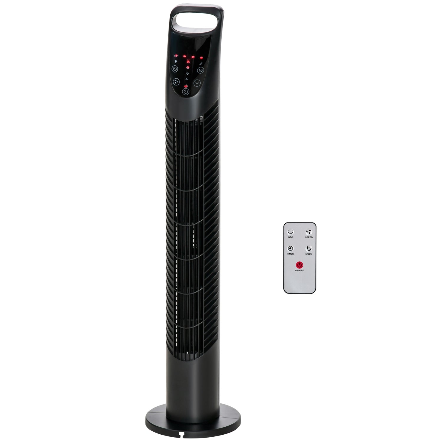 Stille torenventilator – 3 snelheden, afstandsbediening, oscillerend, zwart