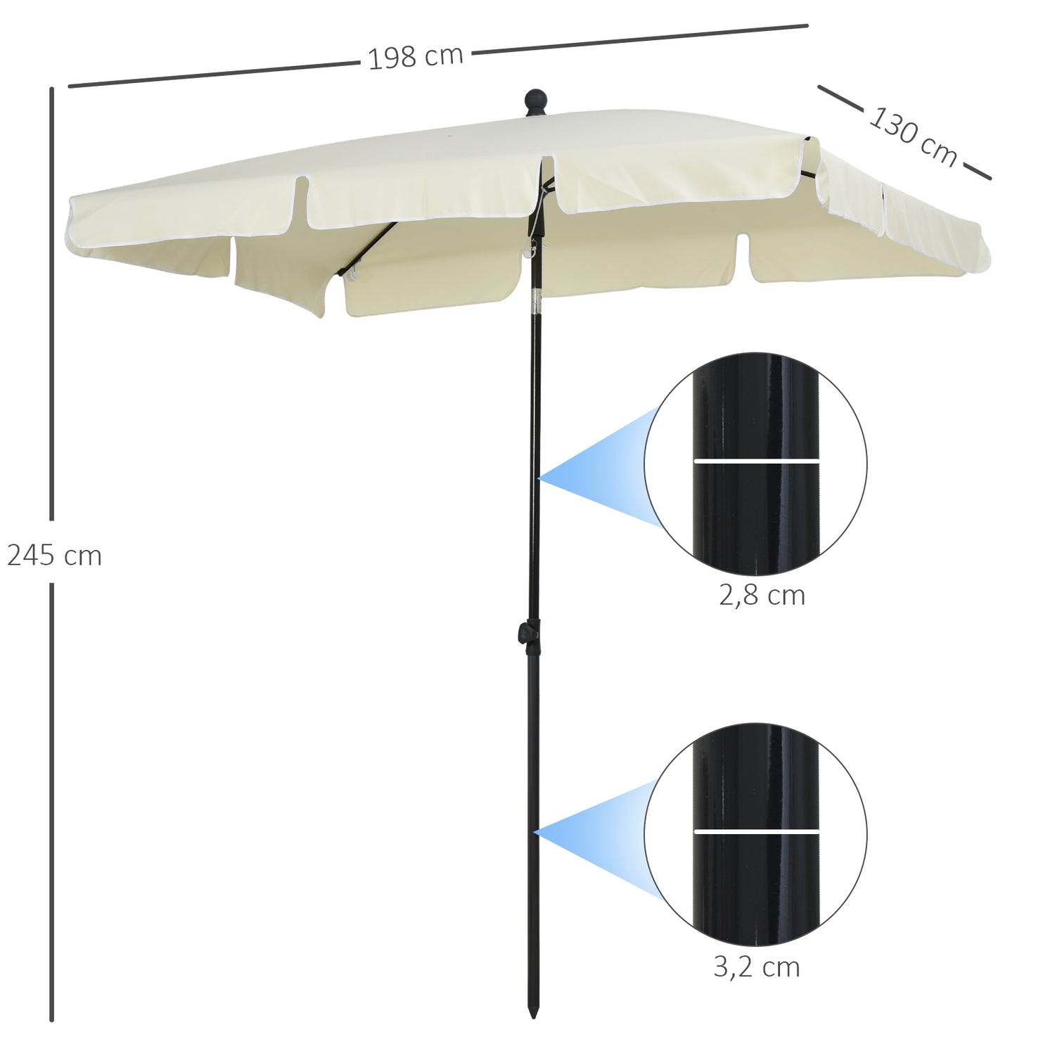 UV-bescherming Opvouwbare parasol voor balkon en strand