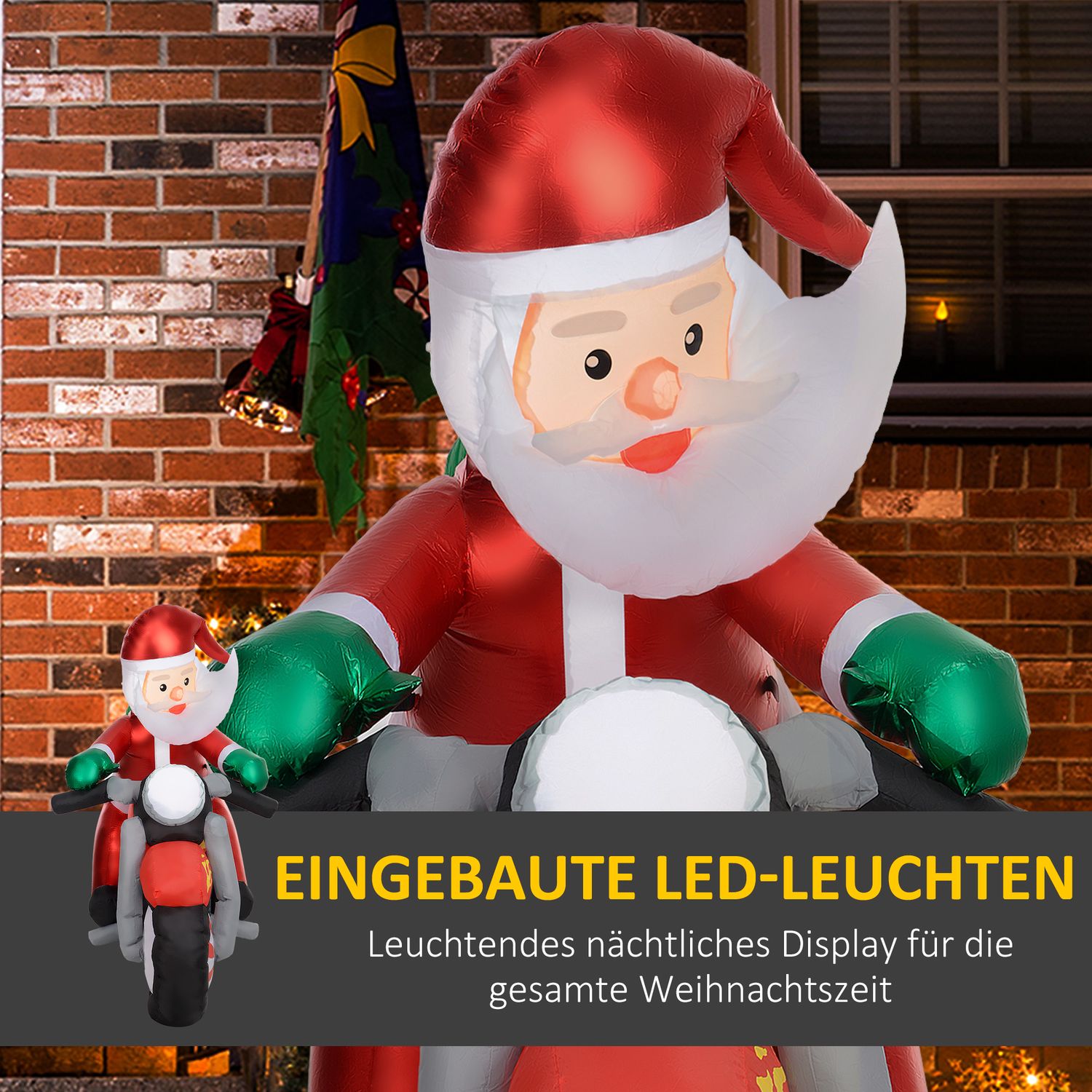 Opblaasbare kerstman 1,7 m met LED-verlichting, weerbestendig