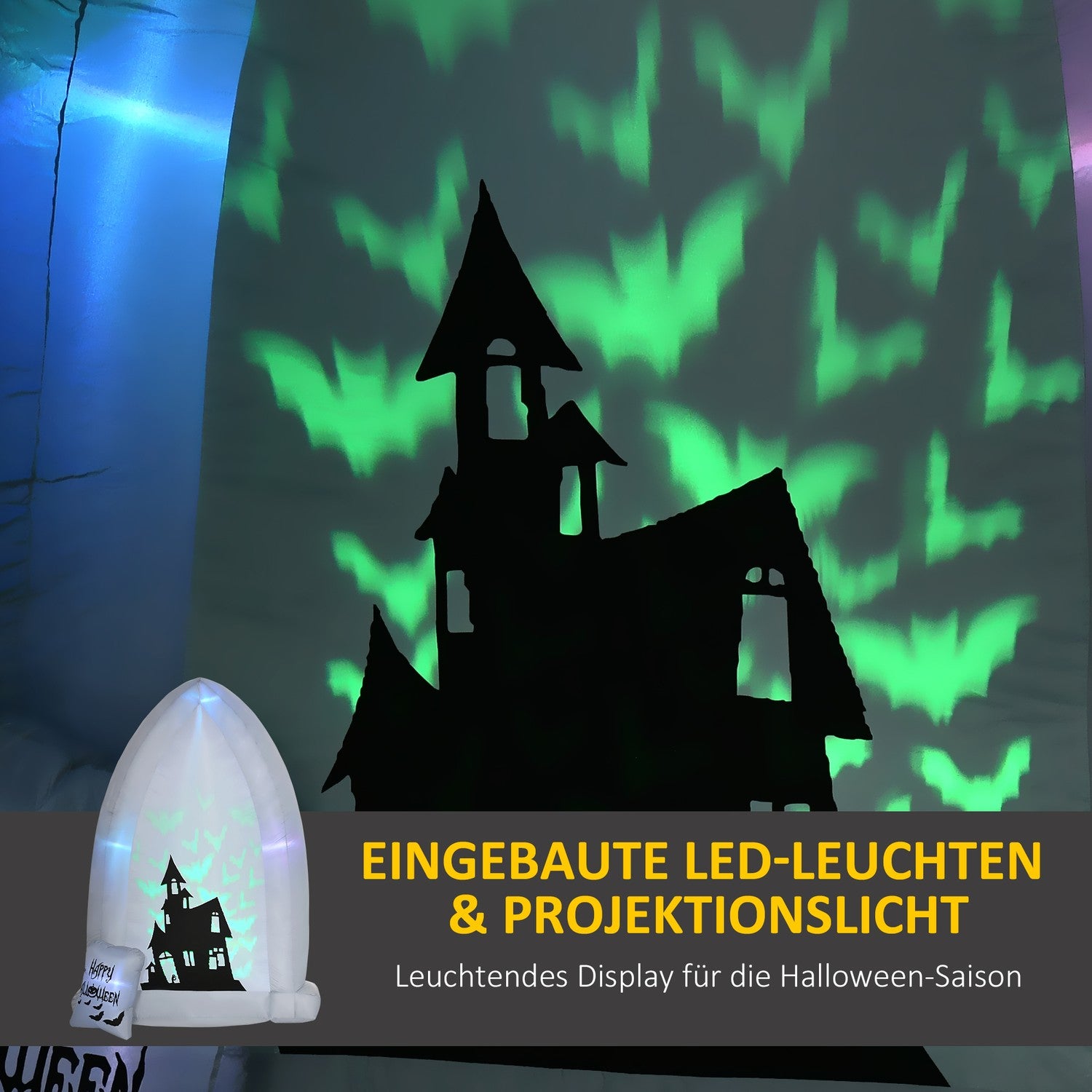 Opblaasbare 210 cm Halloween grafsteen met LED-licht