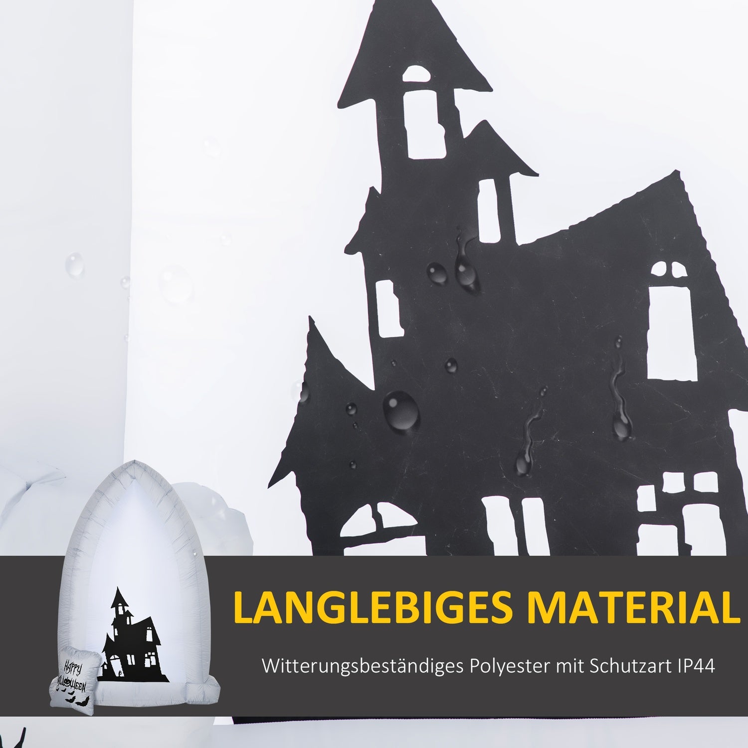 Opblaasbare 210 cm Halloween grafsteen met LED-licht