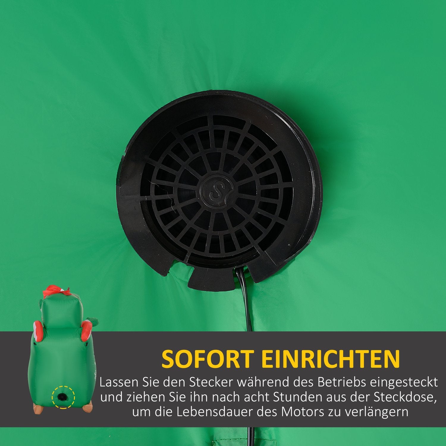 Opblaasbare 2,1 m kerstman met slee en rendieren – met LED-verlichting