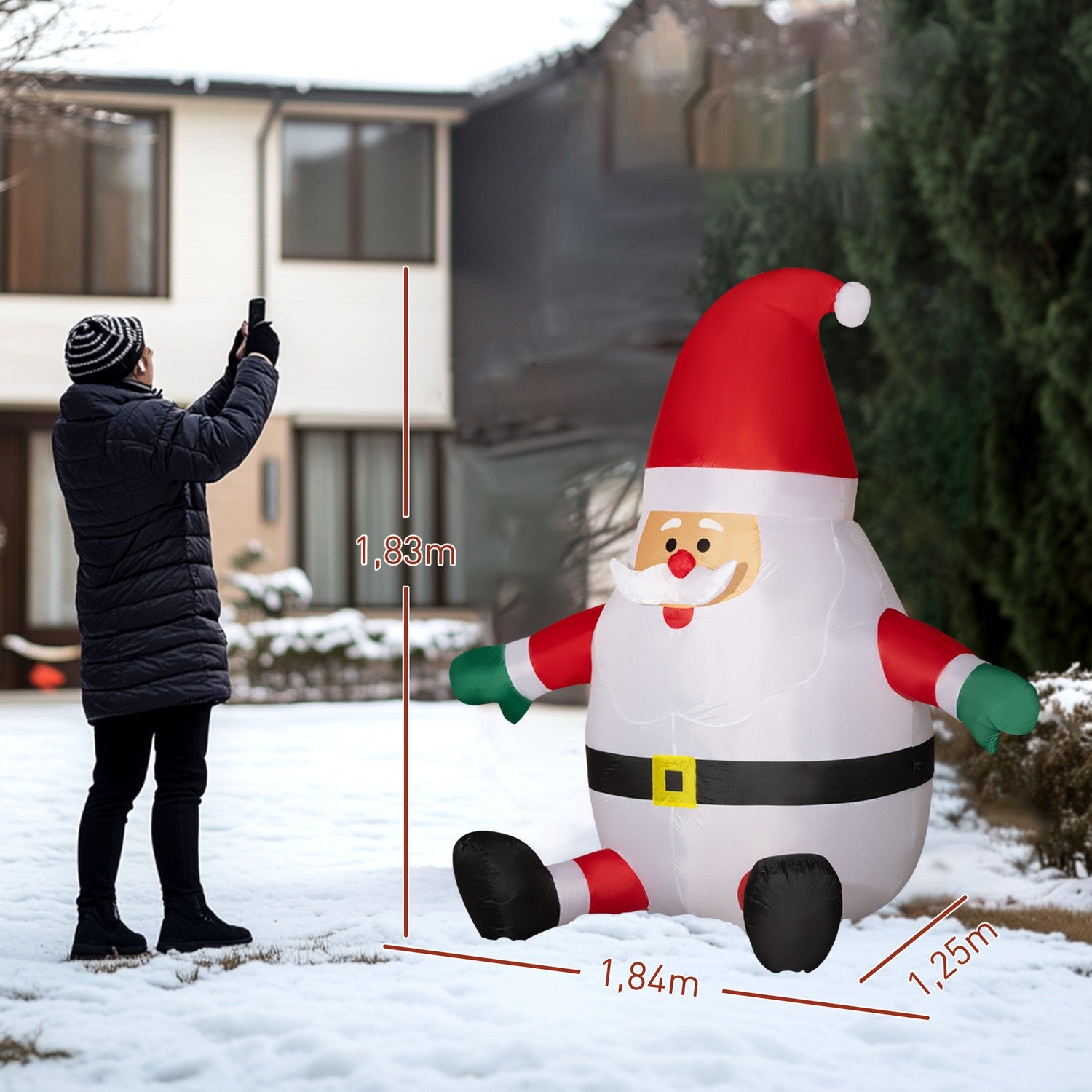 Opblaasbare 6ft kerstman met LED-lichtbol voor buiten