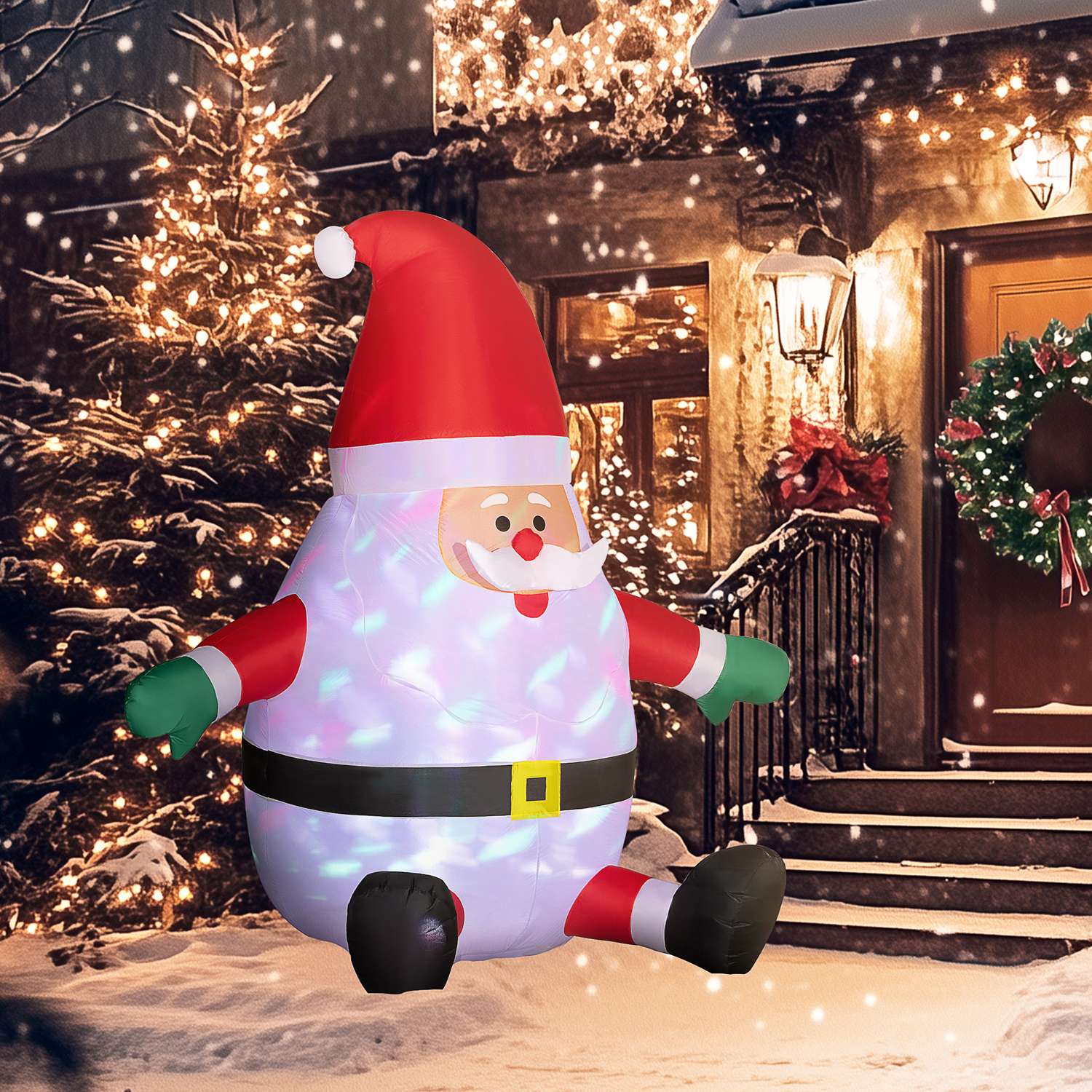 Opblaasbare 6ft kerstman met LED-lichtbol voor buiten