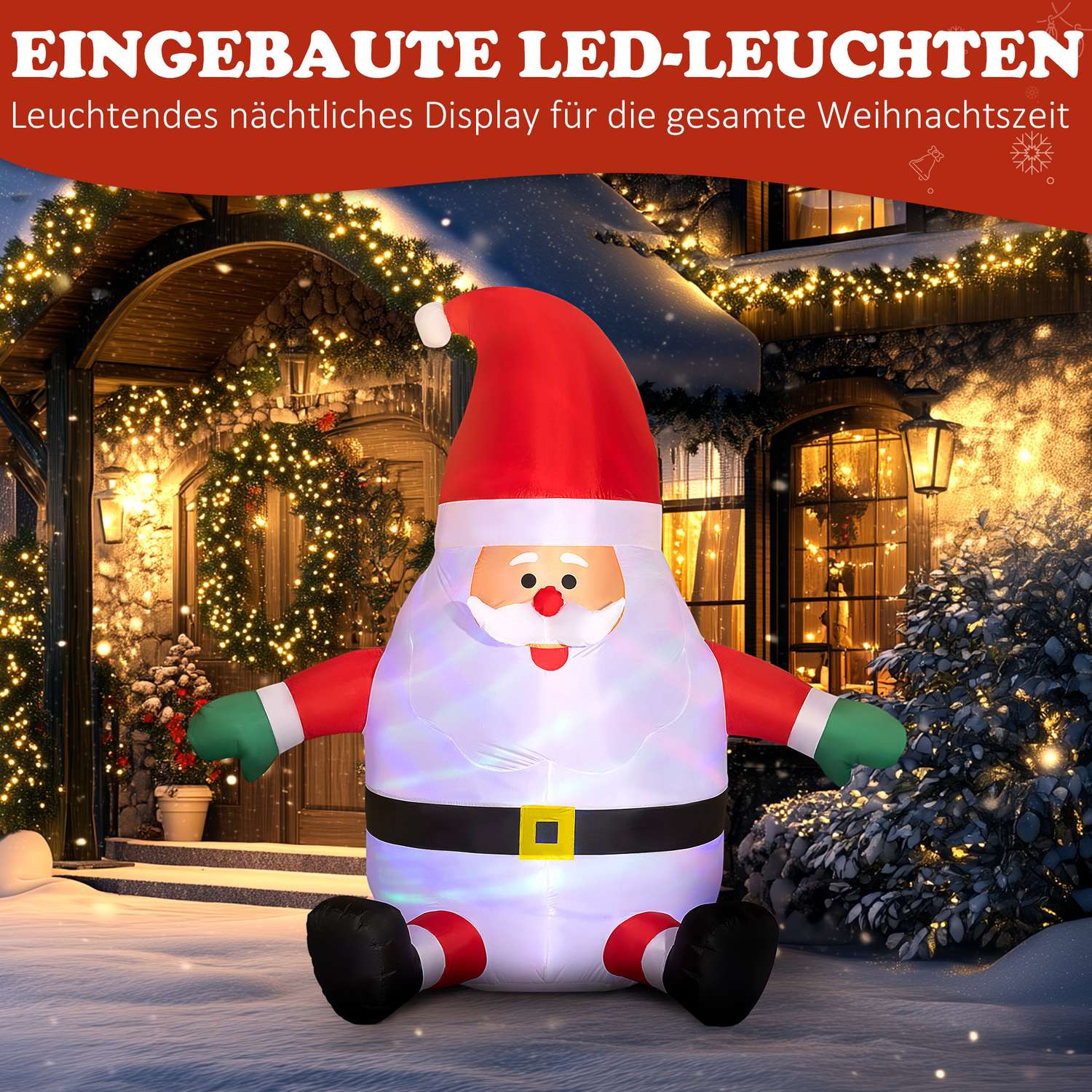 Opblaasbare 6ft kerstman met LED-lichtbol voor buiten