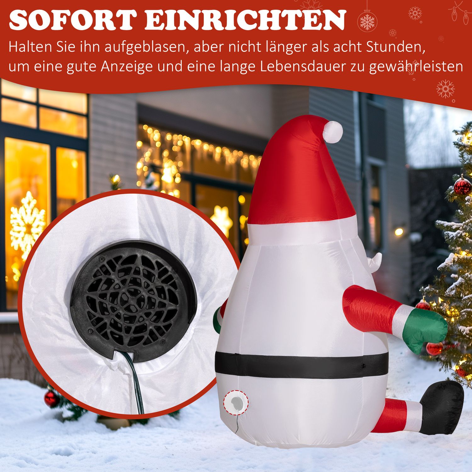 Opblaasbare 6ft kerstman met LED-lichtbol voor buiten