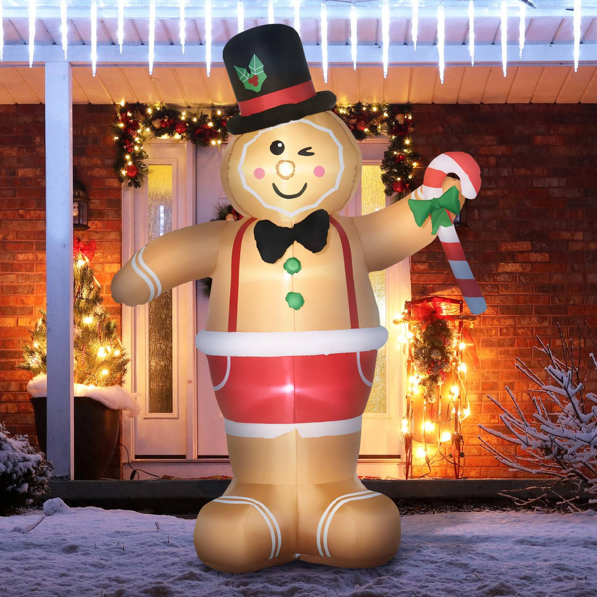 Opblaasbare Peperkoek Man 2.38M met LED-verlichting, waterdicht