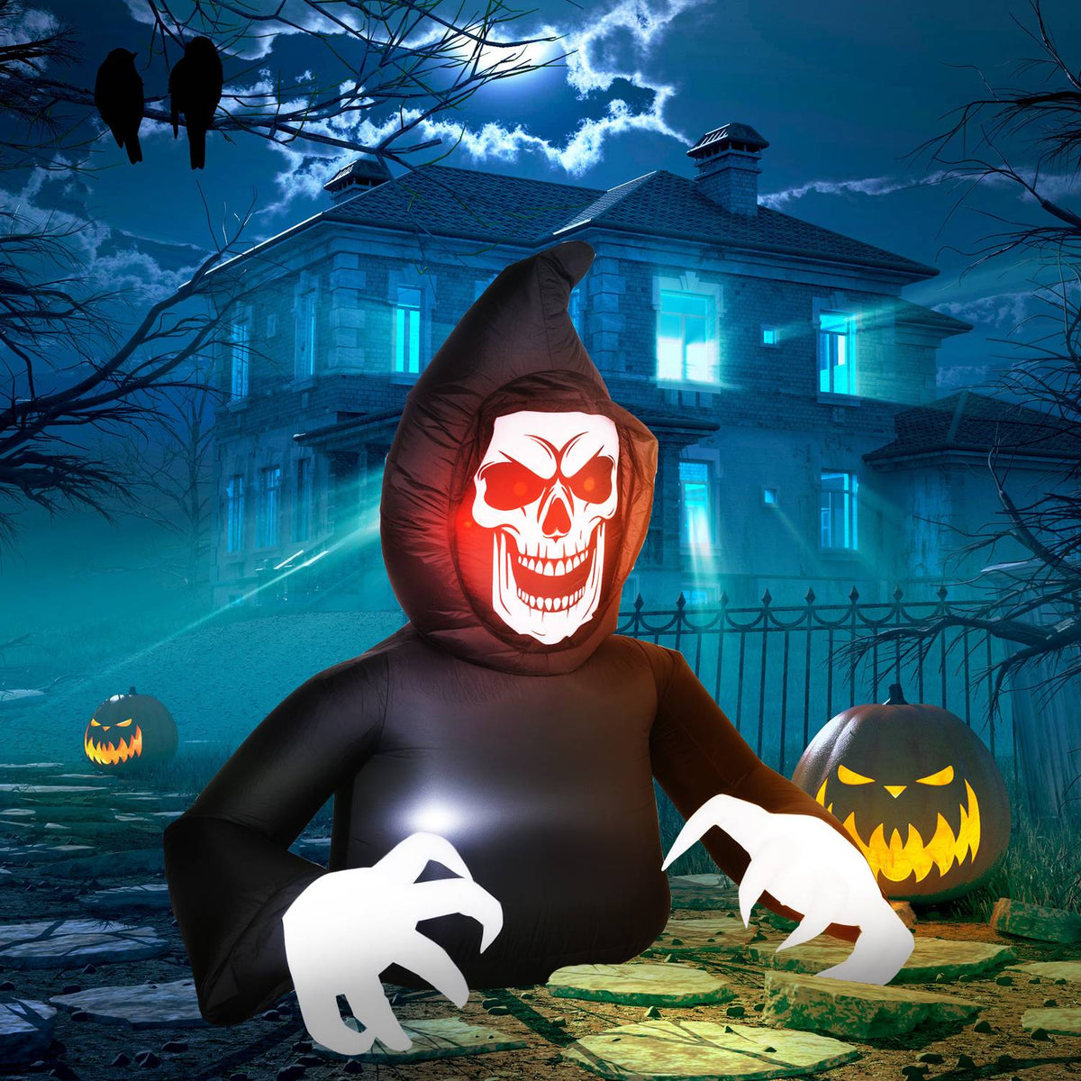 Opblaasbare Halloween-stroper met ledverlichting en ventilator