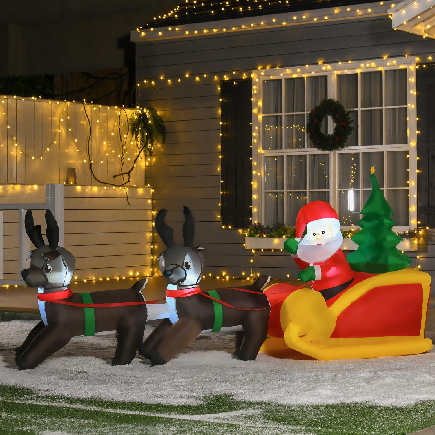 Opblaasbare LED-Kerstman & -Slee Kerstdecoratie, IP44