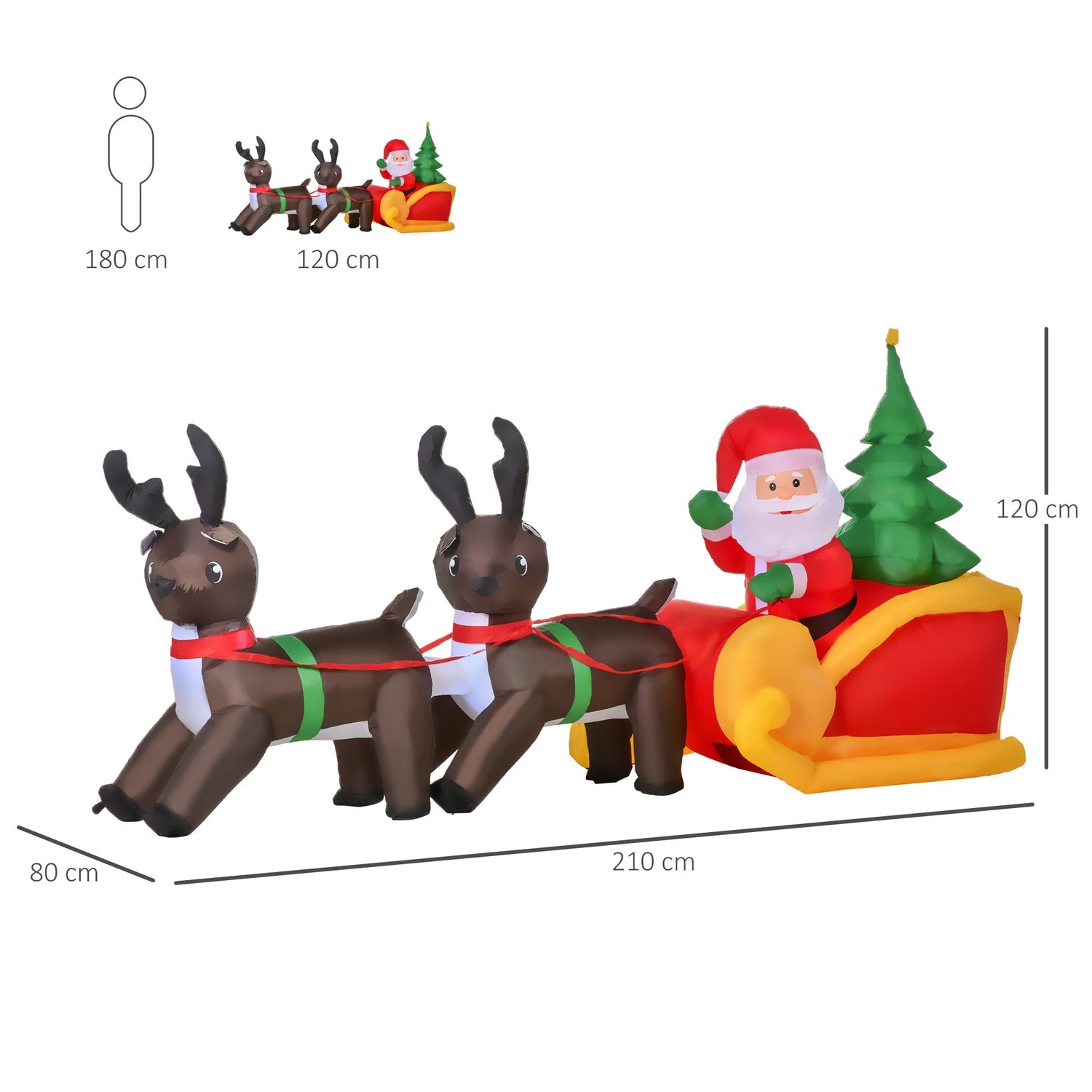 Opblaasbare LED-Kerstman & -Slee Kerstdecoratie, IP44