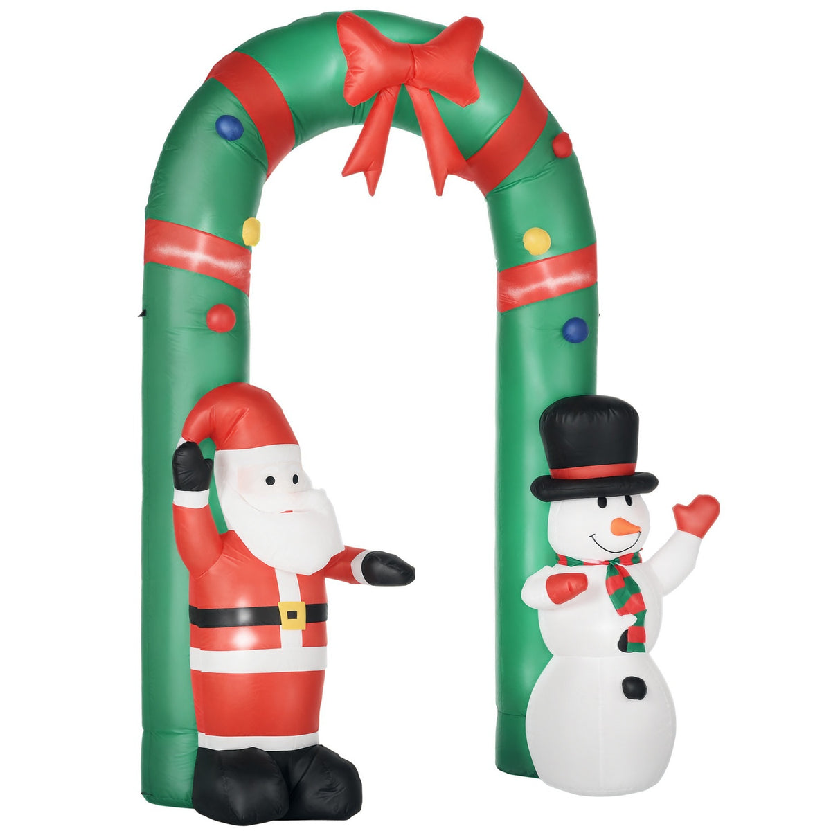 Opblaasbare kerstboog met kerstman, sneeuwpop en ledverlichting