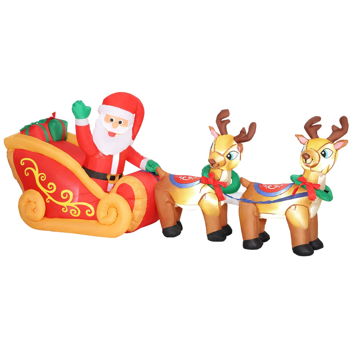 Opblaasbare kerstdecoratie voor de kerstman in een slee, polyester