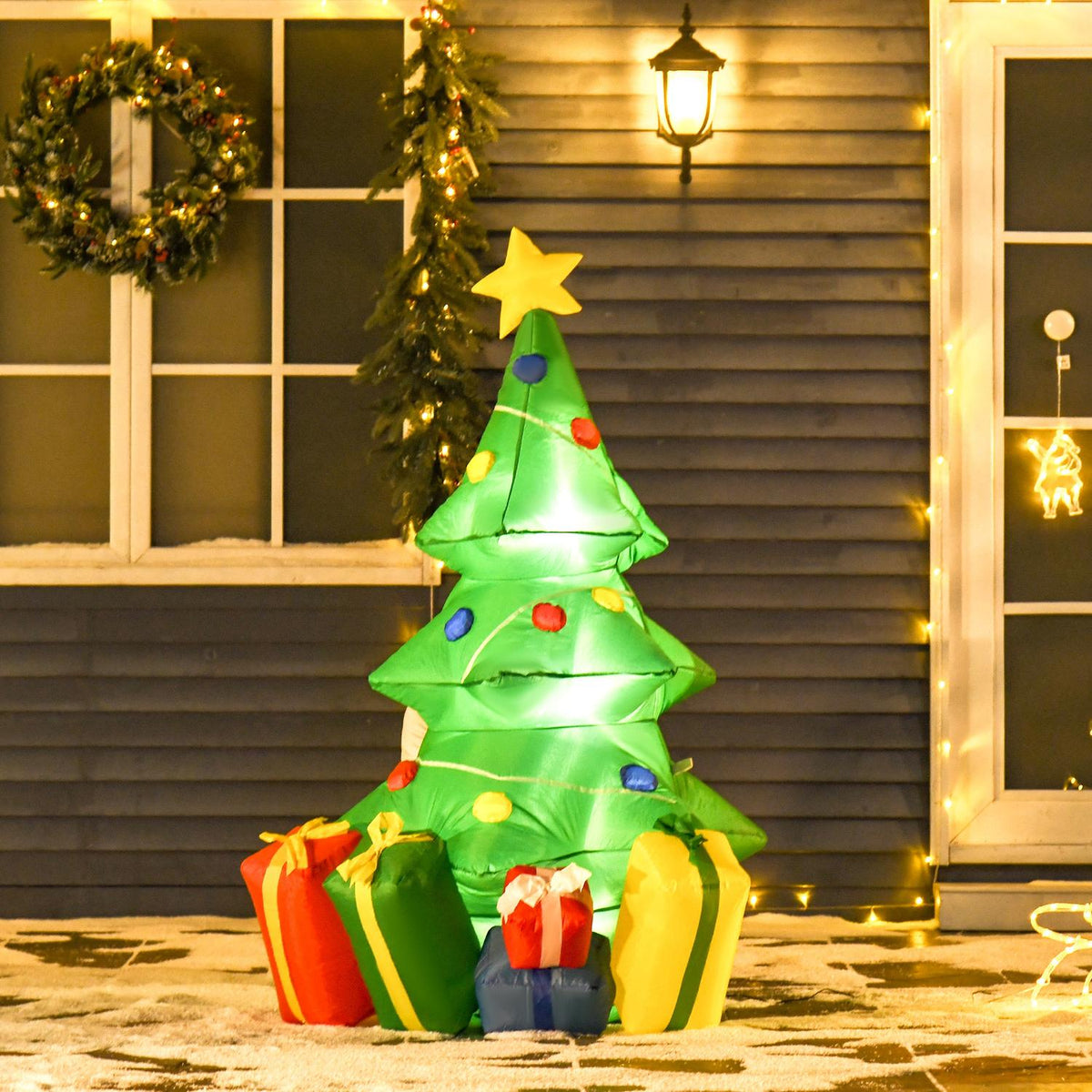 Opblaasbare kerstboom met cadeaus, 1,5 m, ledverlichting