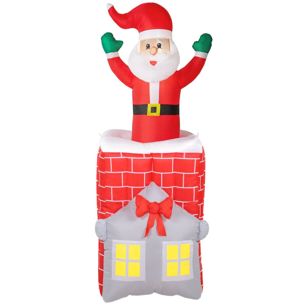 Opblaasbare kerstman in schoorsteen met LED's en ventilator