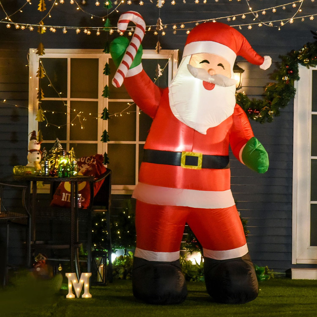 Opblaasbare kerstman met ledverlichting, 243 cm
