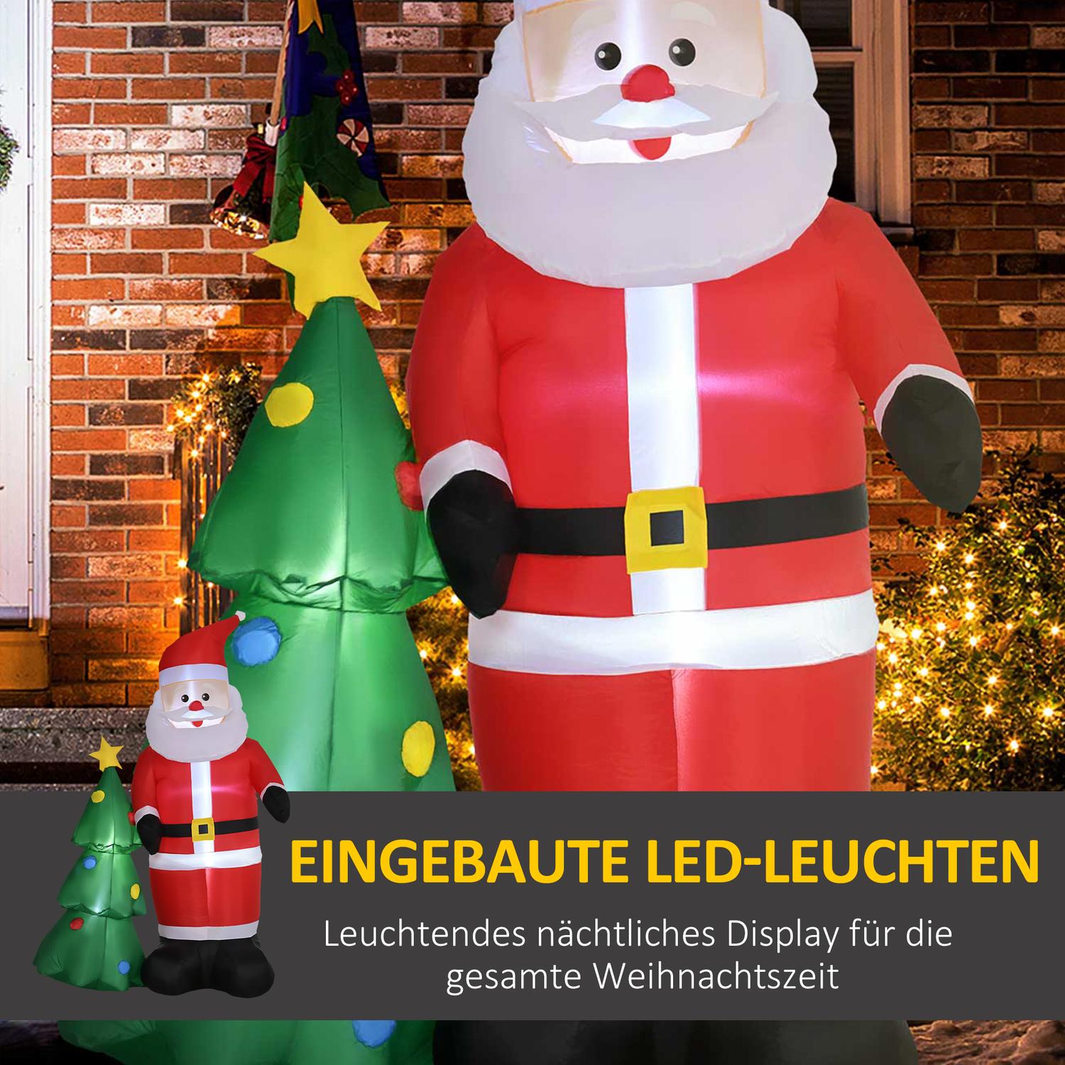 Opblaasbare kerstman met boom & ledverlichting, 210 cm waterdicht