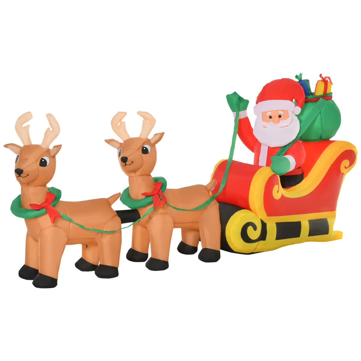 Opblaasbare slee van de kerstman met rendieren en LED-verlichting, 240 cm