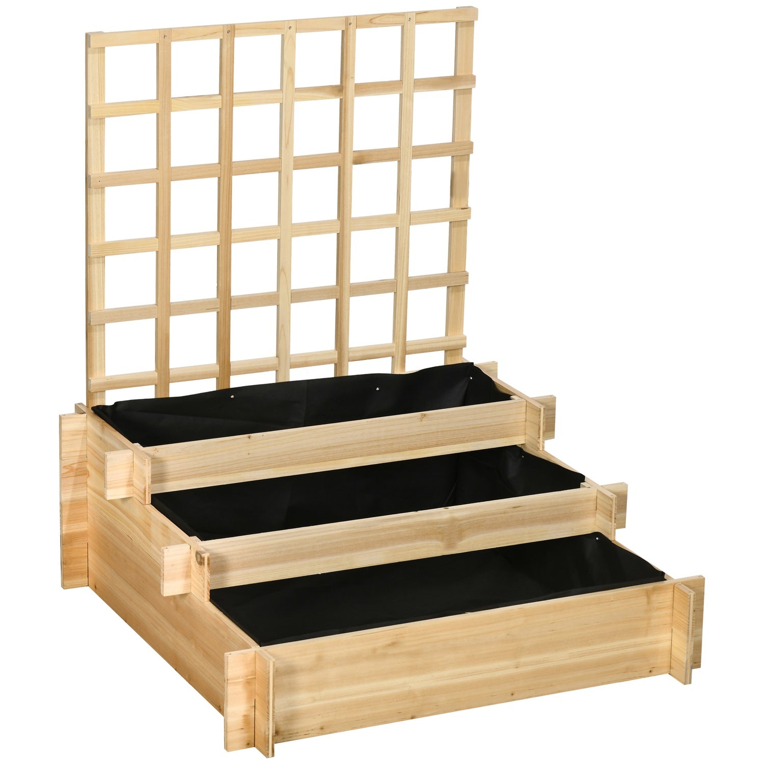 Upphöjd planteringslåda i trä med spaljé – 95 x 95 x 110 cm