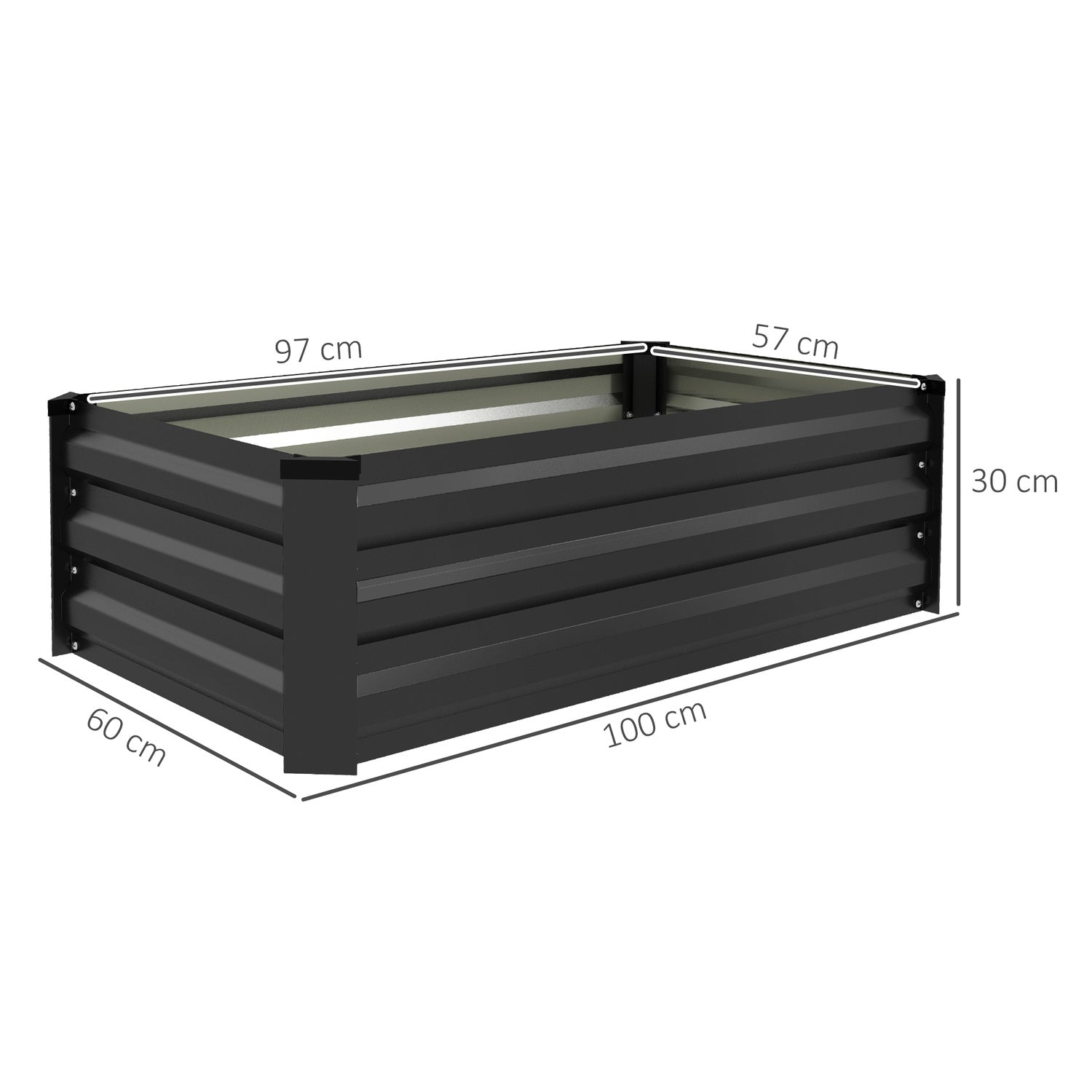Set aiuole rialzate, acciaio inox, grigio scuro, 100x60x30 cm