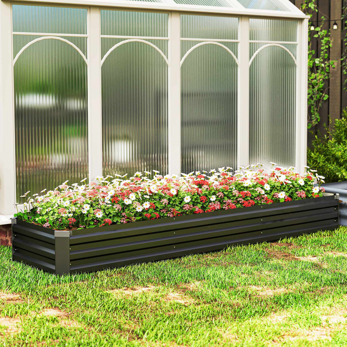 Verhoogde tuinbak, weerbestendig, open bodem, 240x60x30 cm
