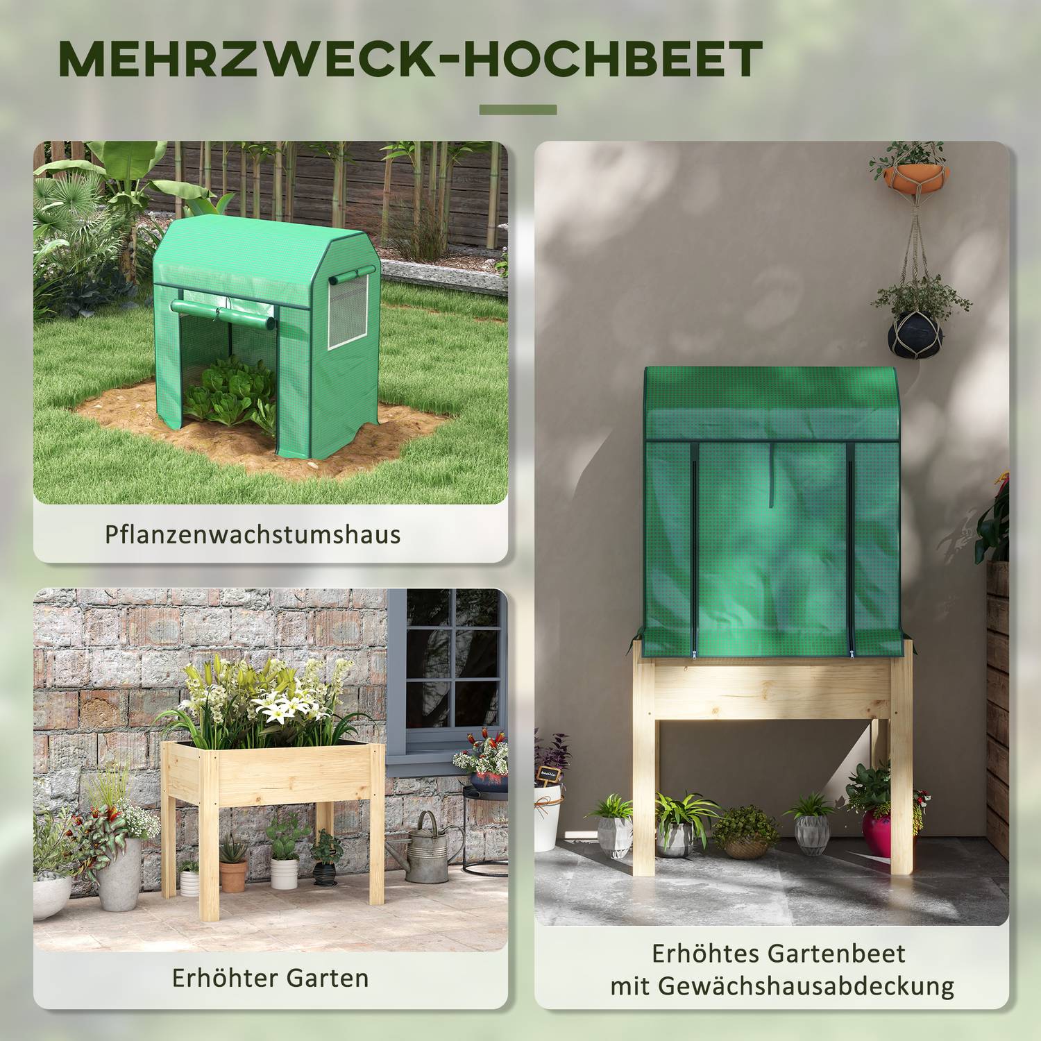 Verhoogd houten tuinbed met koude bak, 86x60x165 cm
