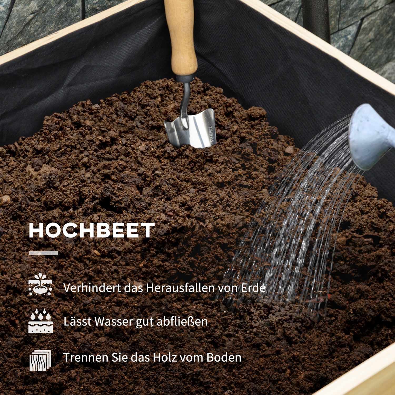 Verhoogd houten tuinbed met koude bak, 86x60x165 cm
