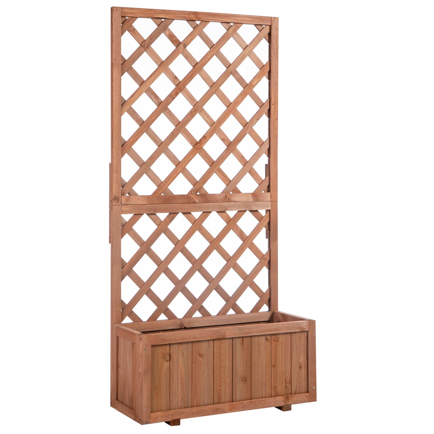 Verhoogd houten bloembed met rooster – 72,5x31,5x149,5 cm