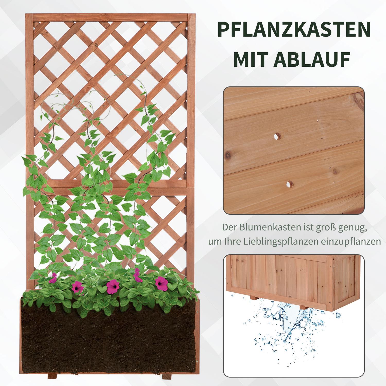 Verhoogd houten bloembed met rooster – 72,5x31,5x149,5 cm