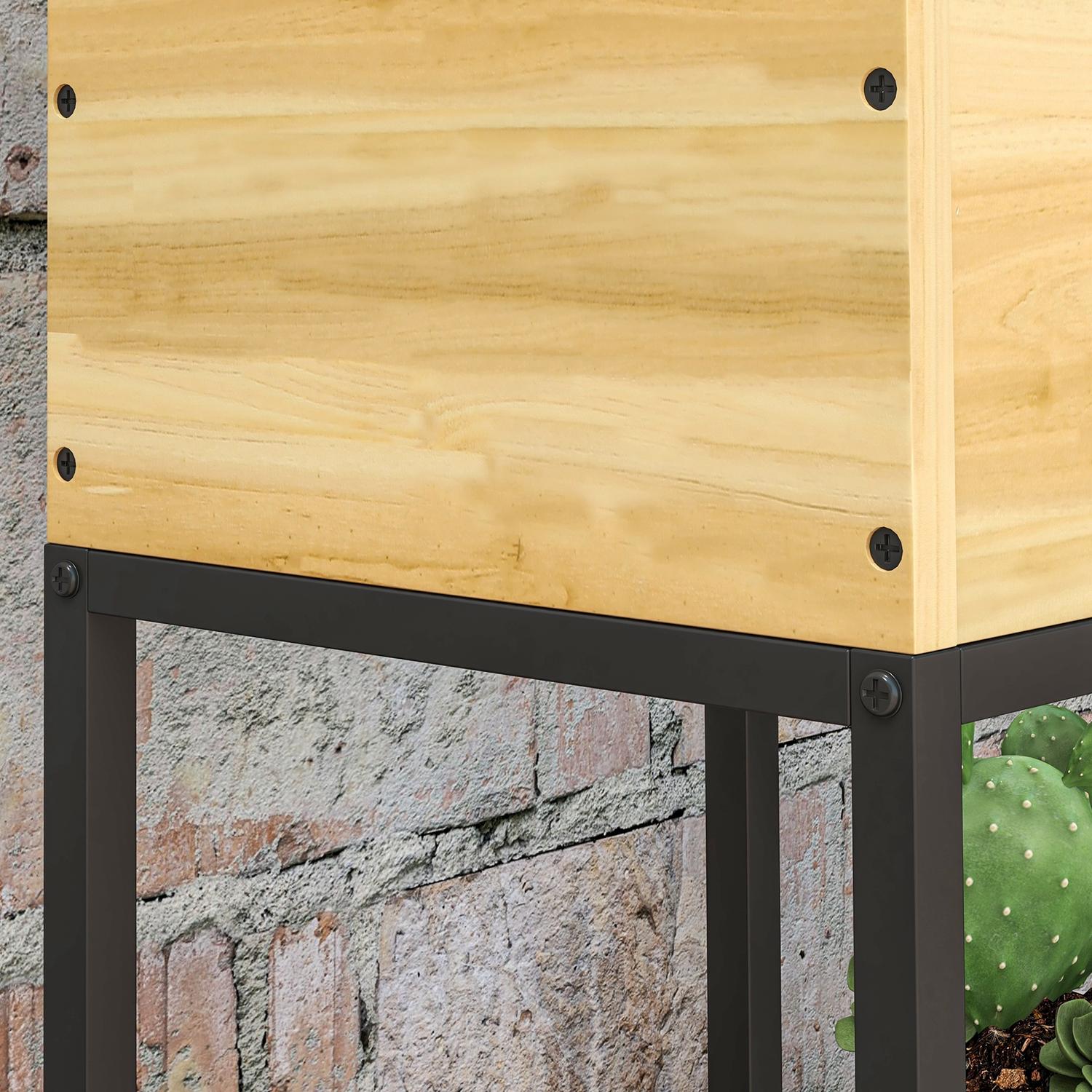 Verhoogd houten bed met stalen poten, 22x22x54cm Tuinbak