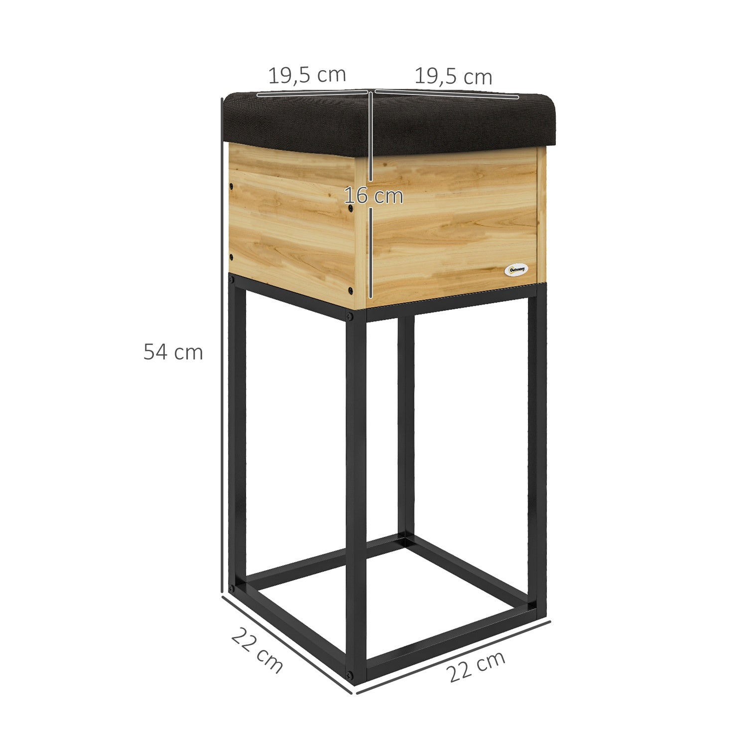 Verhoogd houten bed met stalen poten, 22x22x54cm Tuinbak