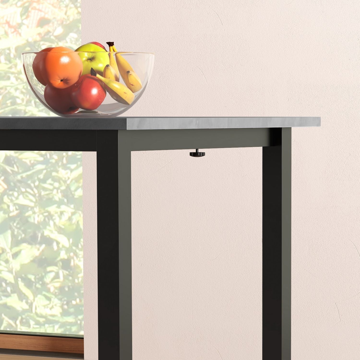 Uitschuifbare eettafel voor 6 – Donkergrijs staal, 110-160 cm
