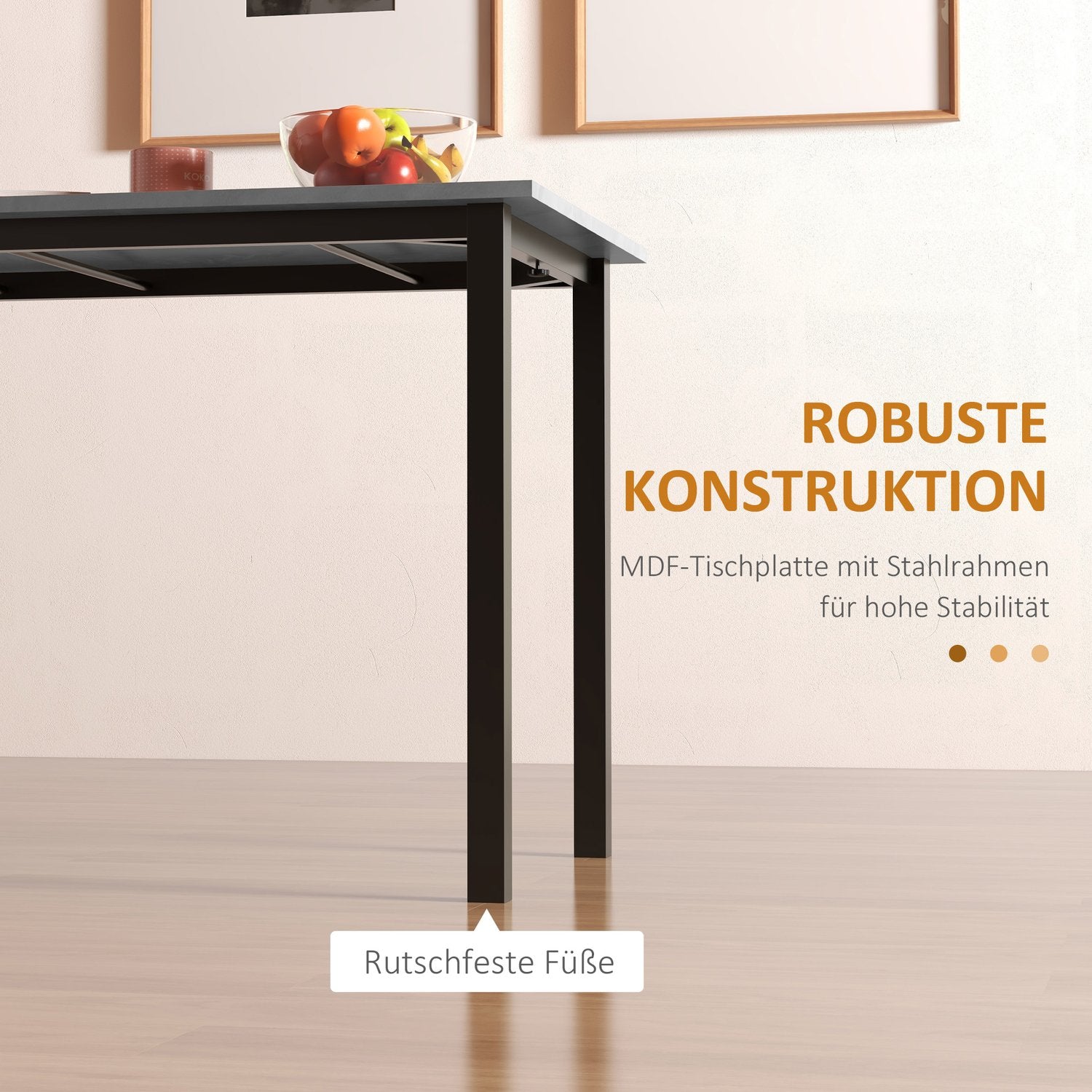 Uitschuifbare eettafel voor 6 – Donkergrijs staal, 110-160 cm