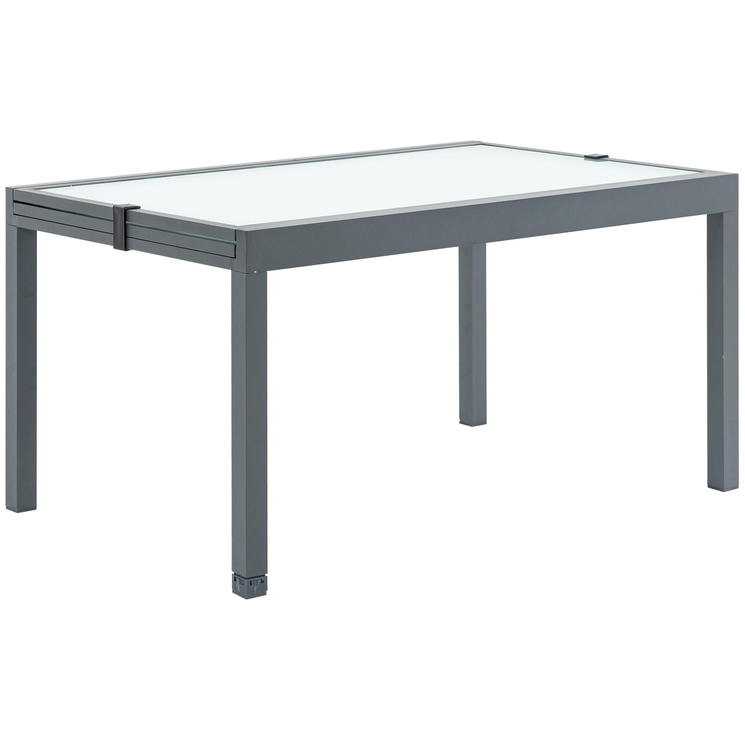 Uitschuifbare tuintafel, gehard glas, aluminium