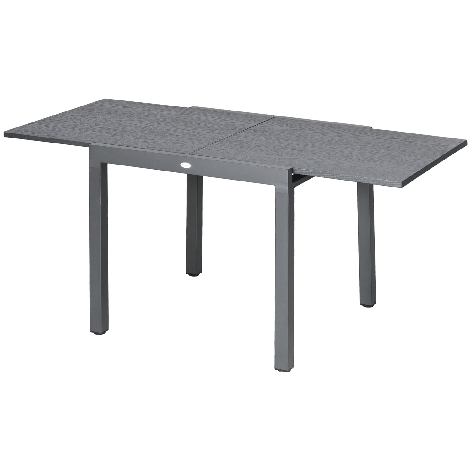Uitschuifbare terrastafel, houtlook, 6 stoelen, staal