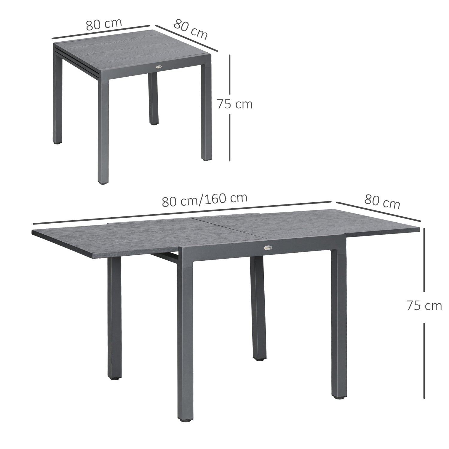 Uitschuifbare terrastafel, houtlook, 6 stoelen, staal