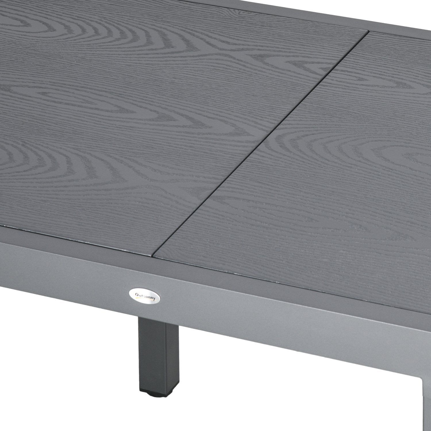 Uitschuifbare terrastafel, houtlook, 6 stoelen, staal
