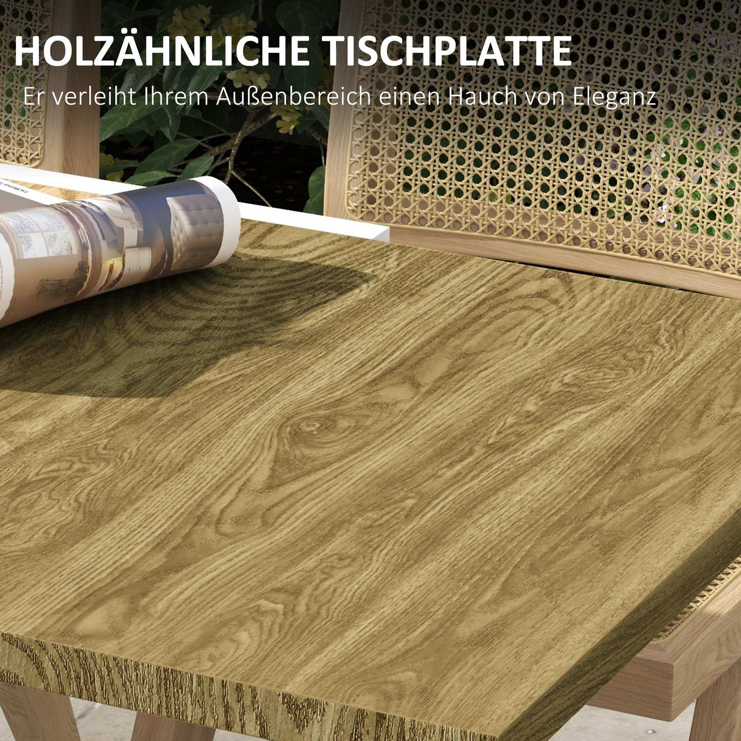 Uitschuifbare tuintafel, houtlook, geschikt voor 6 personen, wit