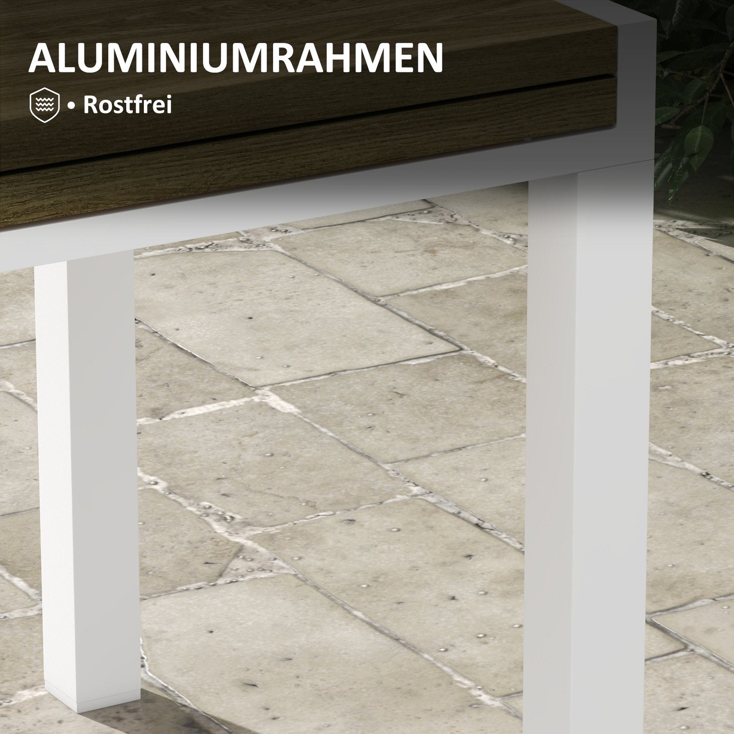 Uitschuifbare tuintafel, houtlook, geschikt voor 6 personen, wit