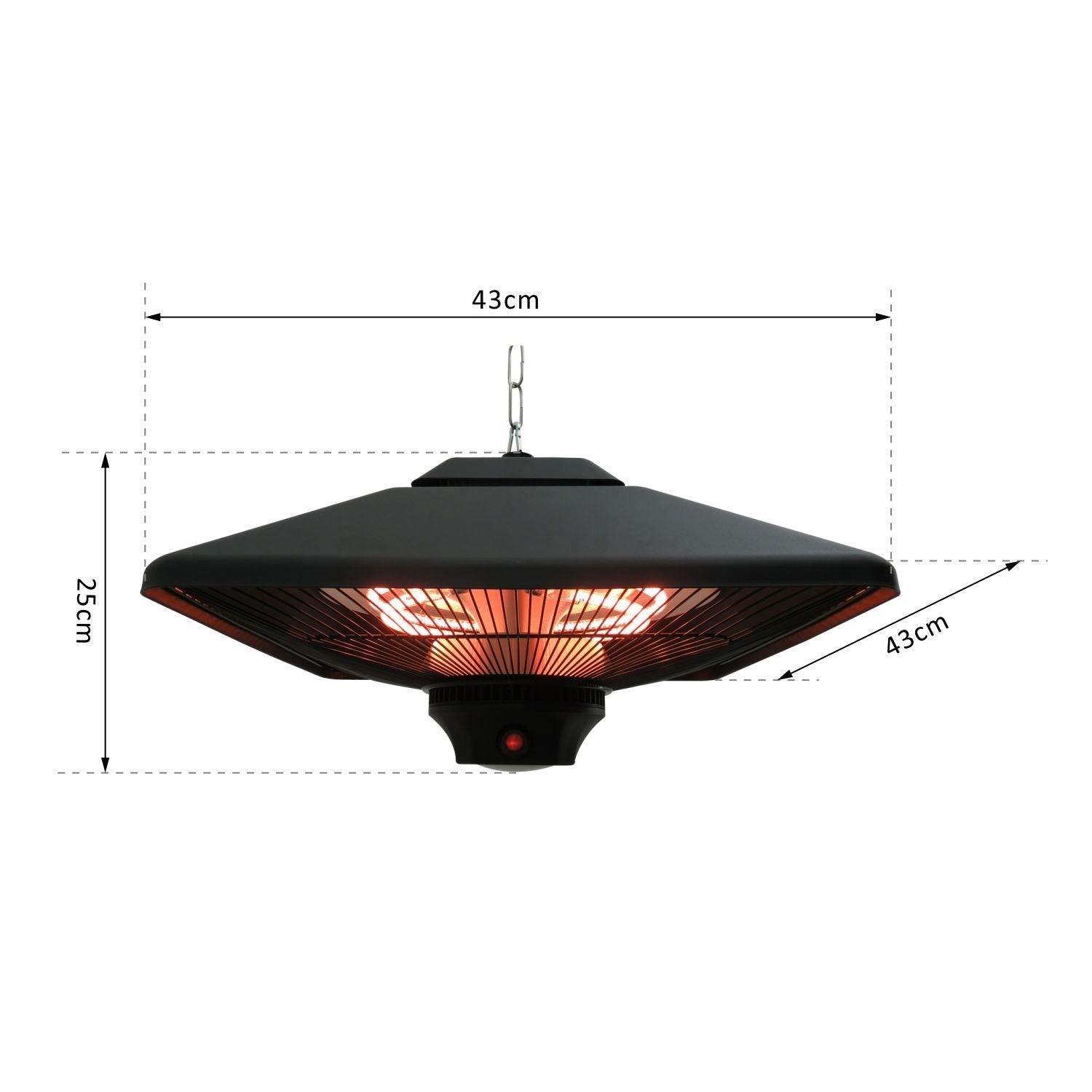 Terrasoverkapping met afstandsbediening & LED, 2000W, compact formaat