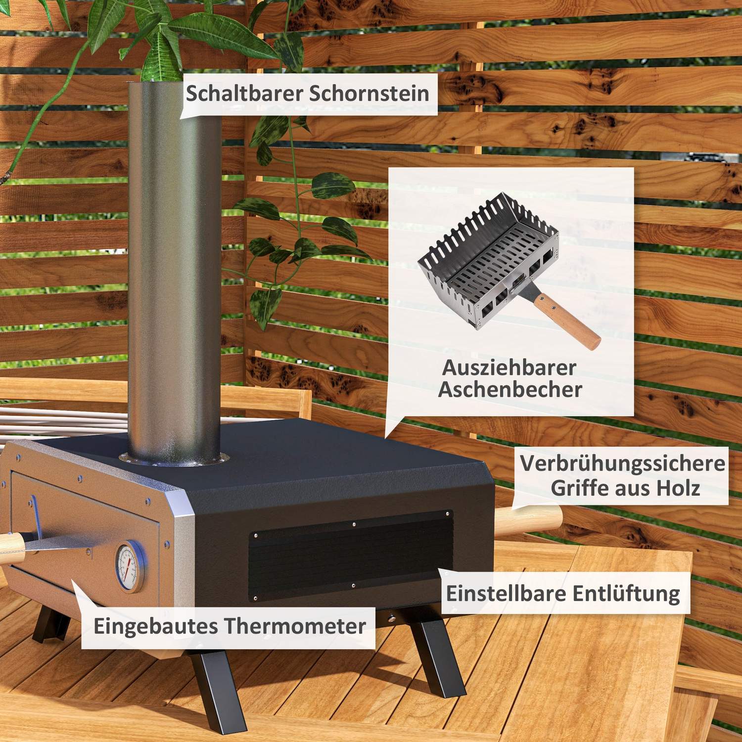 Buiten 2-in-1 pizzaoven met steen en schep voor BBQ Grill