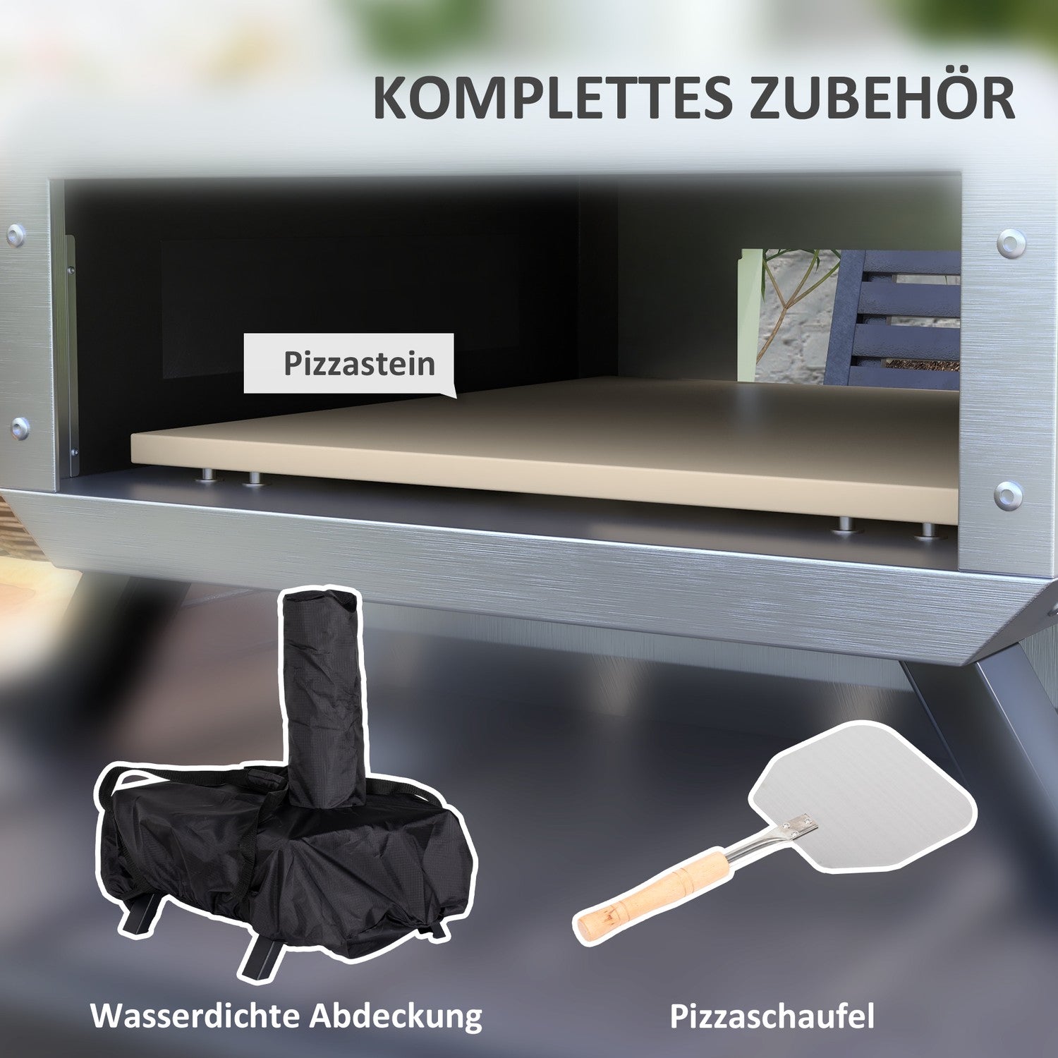 Buiten 2-in-1 pizzaoven met steen en schep voor BBQ Grill