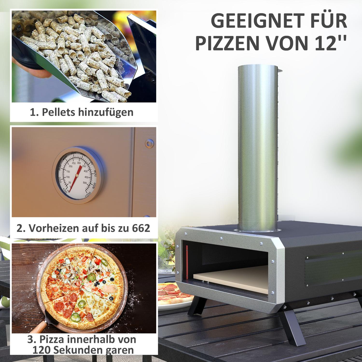 Buiten 2-in-1 pizzaoven met steen en schep voor BBQ Grill