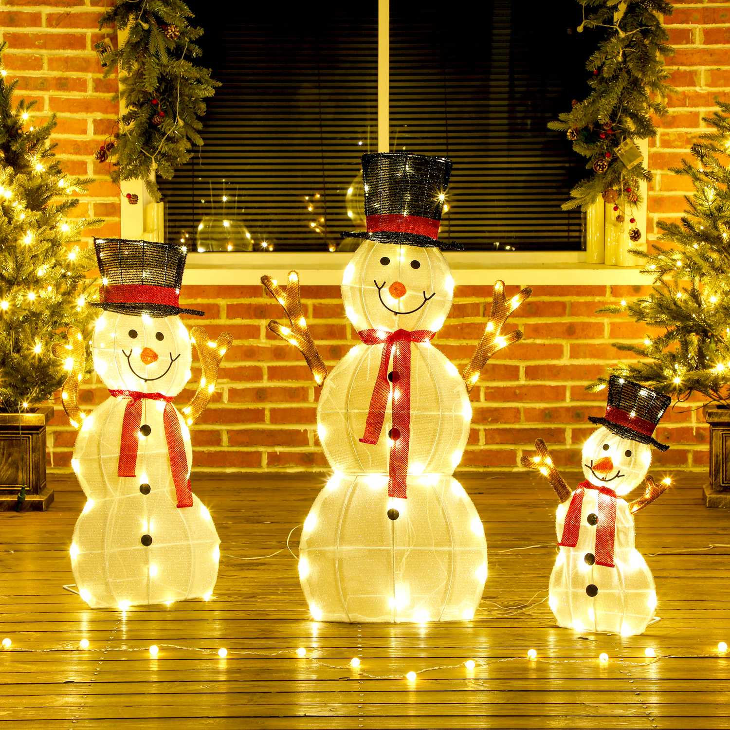 Utomhus LED-snögubbefamiljedekoration, vattentät, stål