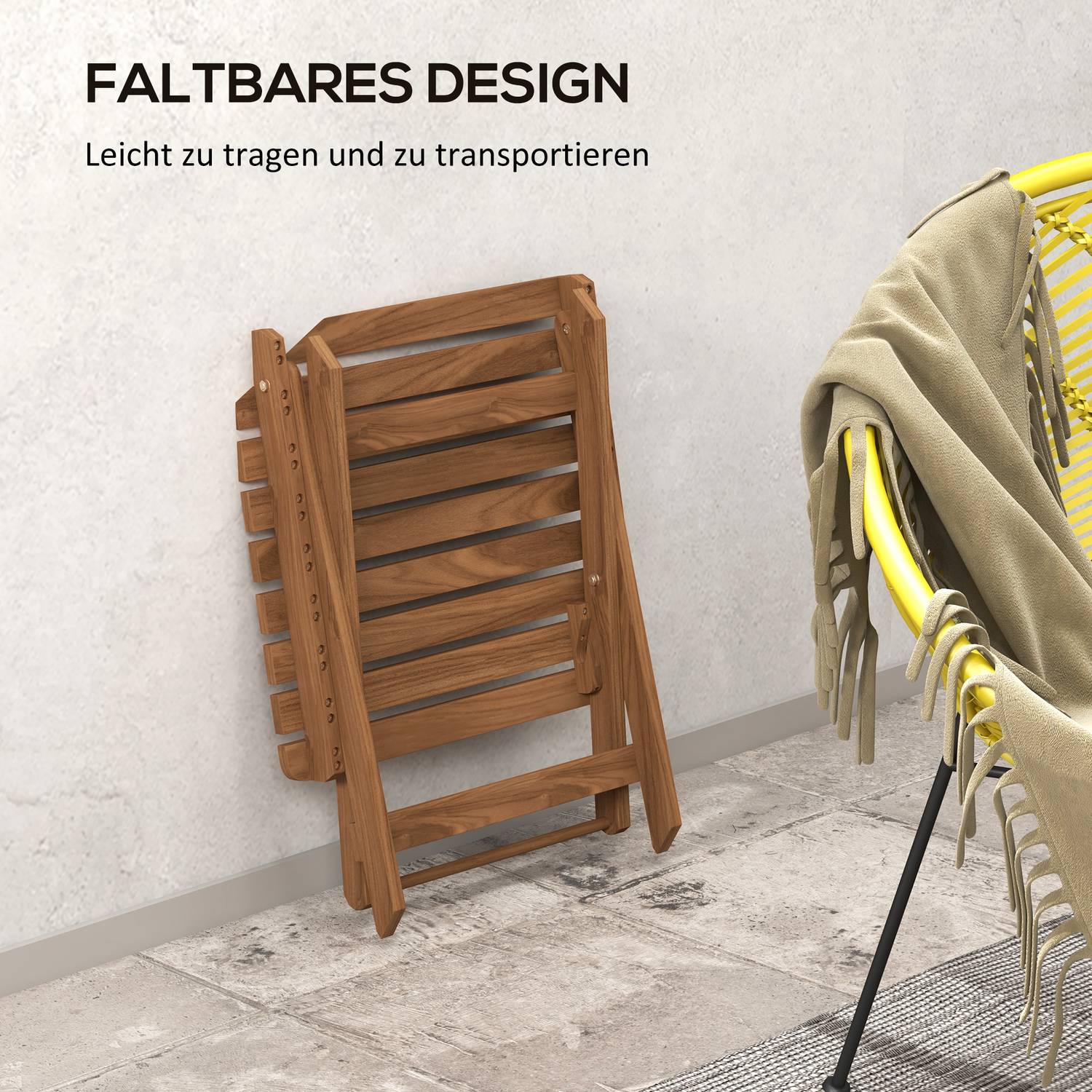 Teak houten opklapbare bijzettafels voor buiten, Set van 2 – 45x45x45 cm