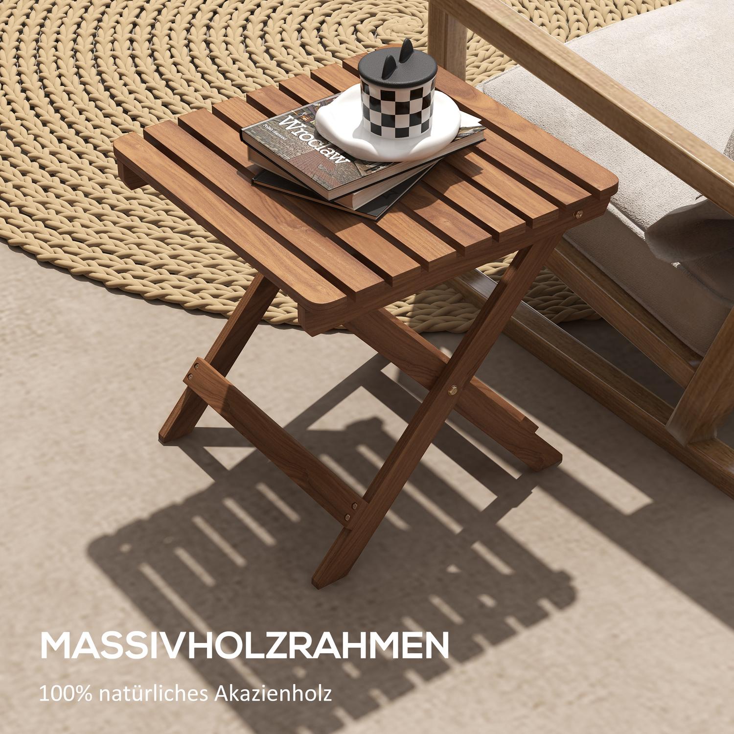 Teak houten opklapbare bijzettafels voor buiten, Set van 2 – 45x45x45 cm