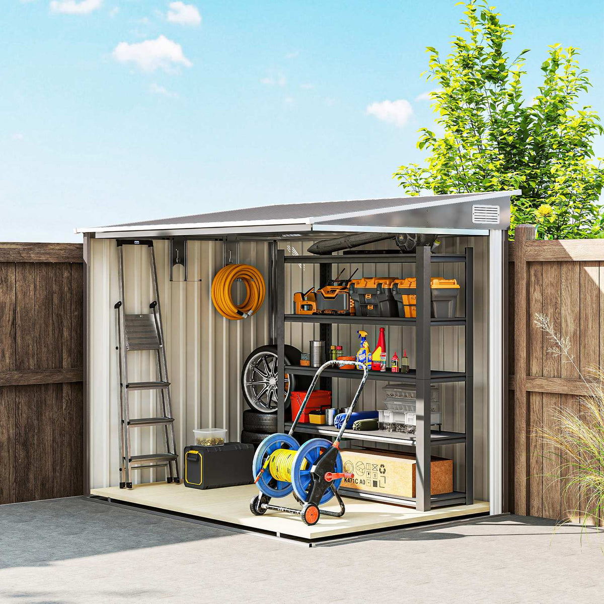 Tuinberging, 7 x 5 voet, gegalvaniseerd staal, geventileerd